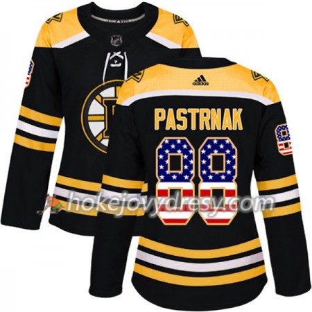 Dámské Hokejový Dres Boston Bruins David Pastrnak 88 2017-2018 USA Flag Fashion Černá Adidas Authentic